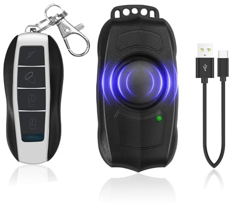 Allarme per bicicletta con telecomando, ricaricabile via USB, allarme impermeabile antifurto con sensore di movimento a vibrazione, allarme per bicicletta, scooter elettrico e moto, suono forte 120dB