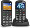 ukuu Téléphone portable 4G pour personnes âgées, modèle t180, sans contrat, avec station de charge, écran couleur 1,8, double SIM, bouton d'appel d'urgence, noir