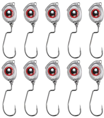 10 Stück Fischaugen Swimbait Jigköpfe, Gewichtete Swimbait Haken Angelhaken Angeln Jigköpfe Swimbait Köder für Süß und Salzwasserangeln