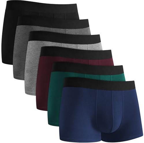 QINCAO Boxers Homme Lot de 6, Coton sans Logo, Confort Bien ajusté | Confortable en Coton de Haute Qualité, Épouse les Formes, Sans Ourlets Qui Roulent, Résistant, Sans Étiquettes Irritantes