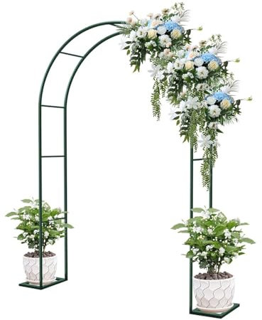 HJXGQJM Rosenbogen Metall Stabil Garten Halbbogen，Hochzeit Bogen Garten Bogen Spalier Metall Garten Bogen Gartenlaube Torbogen Garten Terrasse Spalier Kletterpflanze Garten(Green,3.5x2.5x0.4m)