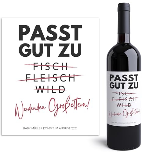 Schwangerschaft Verkünden Weinetiketten personalisiert für Großeltern | Personalisiert, selbstklebende Etiketten, Schwangerschaft verkünden, Passt gut zu werdenden Omas