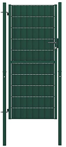 ShGaxin PVC och grönt stål staketdörr 100 x 204 cm, trädgårdsstaket, ytterdörr, trädgårdsdörr, trädgårdsgrind - 145231