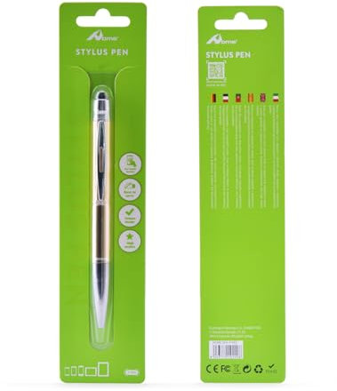 HOME 2024 Preuim 2 in 1 - Penna stilo capacitivo in gomma da 5/3 mm, per tutti i telefoni cellulari/tablet/smartphone, iPhone/iPad/Samsung/Huawei/Xiaomi, oro