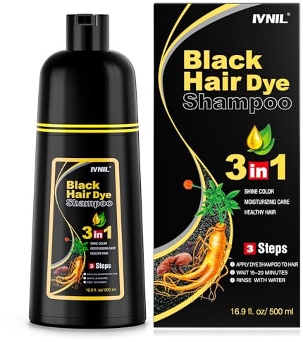 Shampoo colorant noir pour cheveux teinture cheveux femme noire 3-en-1 pour hommes et femmes, shampooing colorant contre les cheveux gris black hair dye shampoo