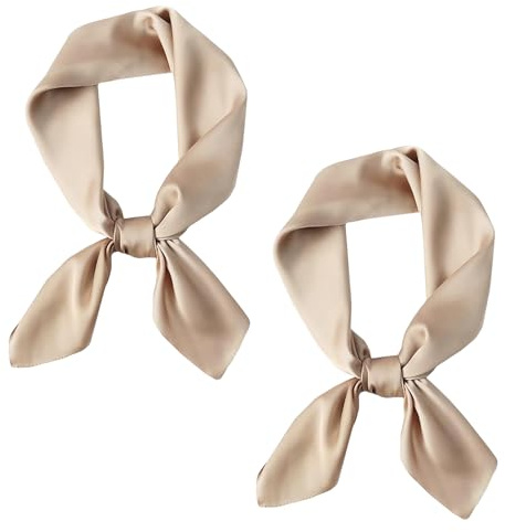 FloralGrace 2 Stück Damen Seidentuch Kamel Leichte Große (70 * 70cm) Kopftuch Bandana Halstuch Damenschal Elegante Schal Tücher Tuch Geschenk für Frauen