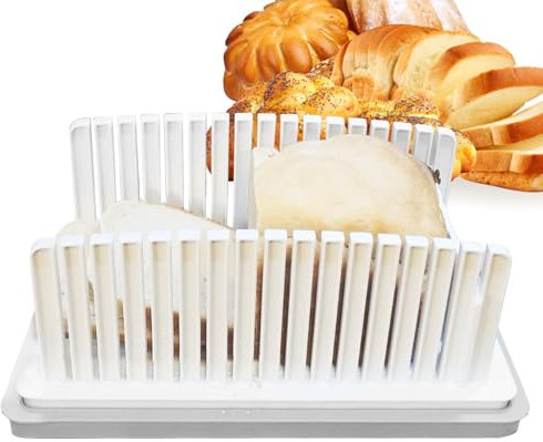 Bread Cut Bread with Tray, Splicer Baking Toast,Folding Batrice Pan with Tray | Adjustable Thickness Cutting Tool for Scallops, Lunch, Cheese, Ham, Sandwiches