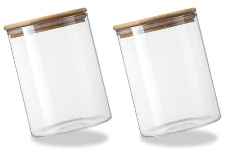 Billowvolve 2PCS 200ML Runde Glasbehälter Borosilikatglas Vorratsgläser Gewürzgläser Glasdosen Vorratsdose mit Deckel Kaffeedose Teedosen Aufbewahrungsbox