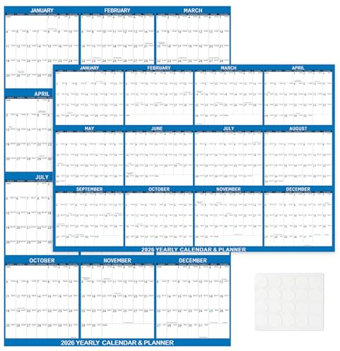 2026 Wall Calendar 32 x 48 Dry Erase Calendar for Wall from January 2026 to December 2026 12 Month Annual Large Yearly Wall Planner for Office School(Blue)