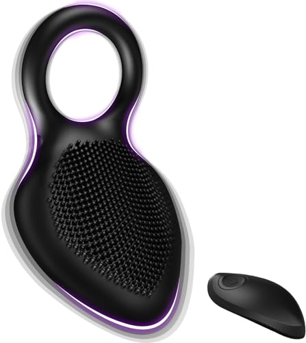 Vibrating Cock Ring,Rechargable Silicone Stretchy Penis Rings with 10 Intense Vibration Modes for Men Couples Pleasure,Male Erection Enhancing and Female Clit Vibrators (Black Remote Control)