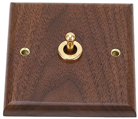 Interrupteur à Bascule, Interrupteur de Noyer Simple de Style Vintage avec Laiton Artisanal, pour Décoration Ancaine, Panneau de Bois de Noyer Noir, en Vintage Rétro