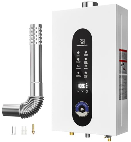 Tankless Water Heater Propane Gas, 14L Instant Hot Water Heater with Fahrenheit Digital Display, Indoor Installation Up to 3.7GPM, 95540BTU