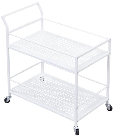 FineBuy Carrello da portata in metallo 79x45x83 cm con ruote e freni, carrello da cucina a 2 livelli, carrello bar e carrello multifunzionale moderno, carrello di servizio per cucina, sala da pranzo,