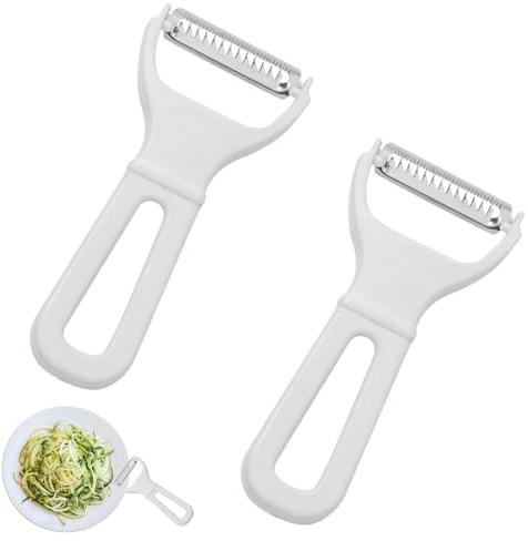 2Stk Julienneschneider,Julienne Schäler,Gemüseschäler Streifen,Sparschäler Streifenschäler,Spiralschneider Gemüse Schäler Streifen,Edelstahl Karottenschäler,Zucchini Spaghetti Schneider für Kartoffeln
