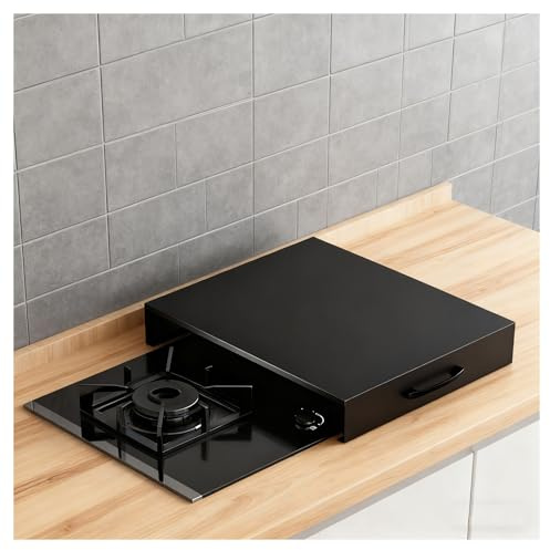 Cubierta Multifuncional Protectora para Estufa Gas, Tapa Encimera Gas Placa Tapas Quemadores para Estufas y Eléctricas, Amplía Espacio Cocina(Black,L11.81xW15.75xH1.97IN)