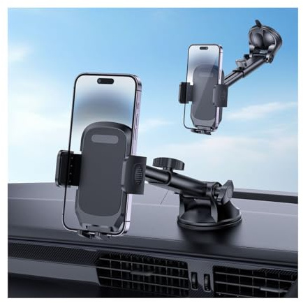 Zpana Car Phone Holder Dashboard Windshield Mount 360° Adjustable Black