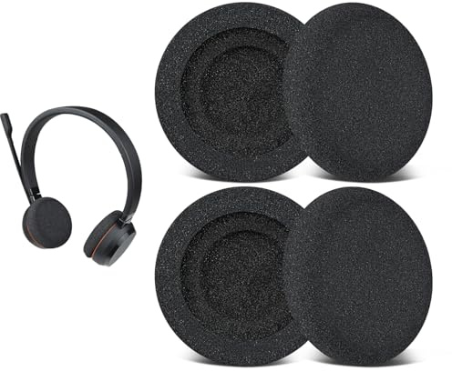 SOULWIT 4 pezzi Cuscinetti Spugna Ricambio per Jabra Evolve 65 (65UC/65MS), 20 (20SE/20UC/20MS), 30 (US/II), 40 (UC/MS) Cuffie, Padiglioni in Spugna Morbida e Resistente con Schiuma ad Alta Densità
