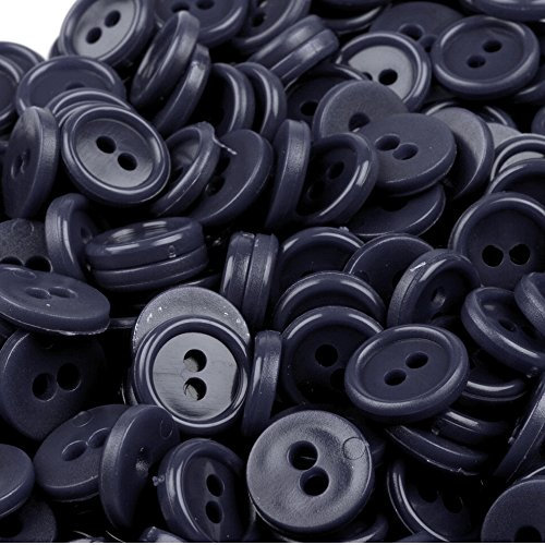 BIG-SAM - 2-Loch Hemdknöpfe/Blusenknöpfe - rund - 10 Stück - 18 - viele Farben zur Auswahl - (Dunkelblau)