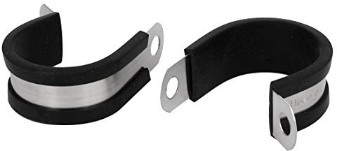 Sourcingmap 32mm Dia EPDM Rubber Lined P Clips Water Pipe Tube Clamps Holder 2pcs