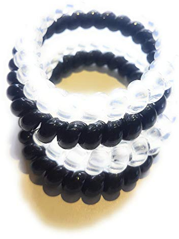 large thick spiral black and clear hair rings bobbles. 4pk x 5cm