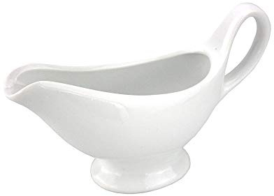 YosicilWaroom Liten vit såskanna, vit porslinskeramik, biff sås båt servis porslin kök sås hälla båt smaktillsats skål med handtag (L)
