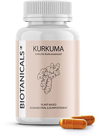 Biotanicals - Kurkuma Pulver Kapseln (120 Stück) - Curcuma Extrakt und schwarzer Pfeffer - mit Curcumin & Piperin - vegan und ohne Zusätze