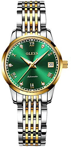 rorios Damen Automatikuhr Mode Leuchtend Armbanduhr mit Edelstahl Armband wasserdichte Diamant Uhr Mechanische Damen Uhren