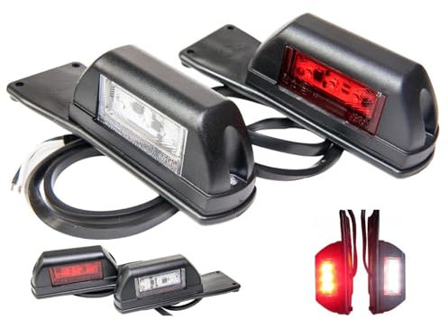 Lot de 2 feux de contournement LED 12-24 V, 2 couleurs : blanc, rouge, pour remorque de camion, remorque, caravane, etc.