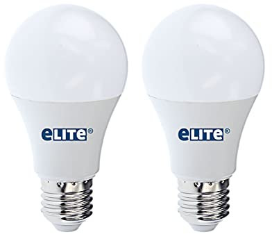 eLITe LED Lampe E27, 9W, 865, 6500K, Tageslichtweiß, 900lm, 240°, ersetzt 60W, 2 Stück