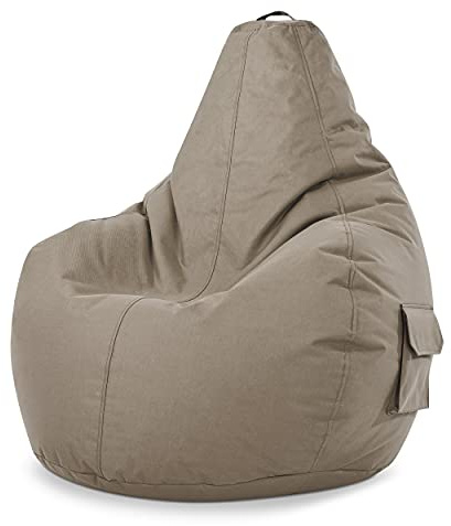 Green Bean Sitzsack „Cozy“ mit Rückenlehne 80x70x90cm - Gaming Chair, 230L EPS-Perlen Füllung, Waschbar, Wetterfest - Gemütlicher Lounge Sitzhocker für Indoor und Outdoor in Khaki