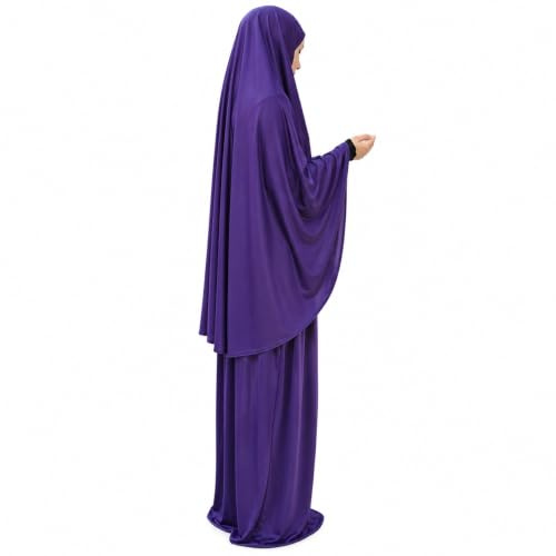 Yaqeen zweiteiliges Gebetsset, Khimar und Maxirock, lycra, muslimisches Gebetskleid, Einheitsgröße, Lila