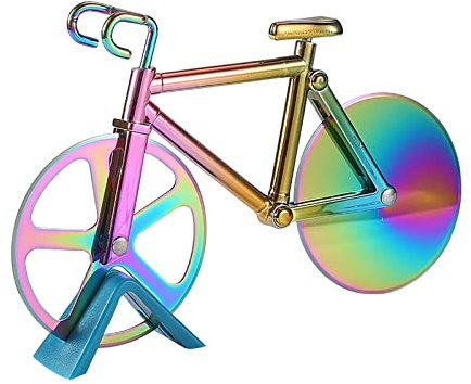 QINGGANGLING999 Cortapizzas Pizza Cortador Rueda Forma Acero Inoxidable Pizza Pizza Chopper Slicer Cocina Gadget Bicicleta Rodillo Pizza Cuchillos Cuchillos Rebanador de Pastel (Color : Multicolor)