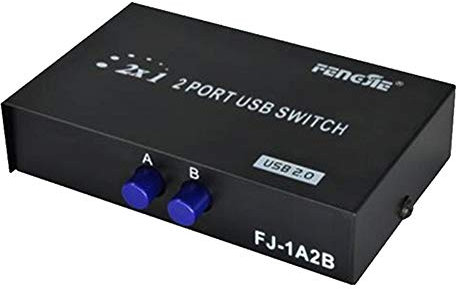 I43CS - Conmutador KVM USB 2.0 de 2 puertos para impresora, escáner, memoria USB y lector de tarjetas, botón de conmutación simple – Comparte un dispositivo USB entre dos ordenadores