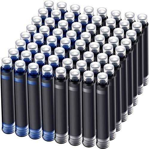 TZCIN 20 Stück Schwarz Blau 3.4mm Ersatz-Tintenpatrone Für Einziehbarer Füllfederhalter, Einziehbarer Füllfederhalter, Cloud Grip Brush Title Pen Super weicher Stift, Geeignet für Schulklassen
