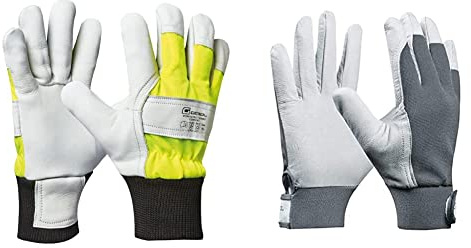 Gebol Worker Pro Thermo Comfort | Größe XL(Gr 10) | Gelb Schwarz Weiß | 1 Paar Uni Fit Comfort | Arbeitshandschuhe aus Leder mit Klettverschluss | Für Herren | Größe XL(Gr 10) | Weiß | 1 Paar