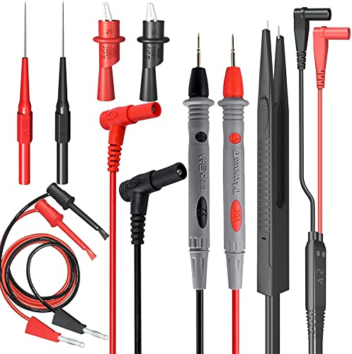 Cable Multimetre Kit, Pointe de Touche Multimetre 1000V / 20A /CAT III/IV Cordons de Mesure avec Pinces Crocodiles et Sonde à Aiguille Kit d'Accessoires Remplaçables de test electrique