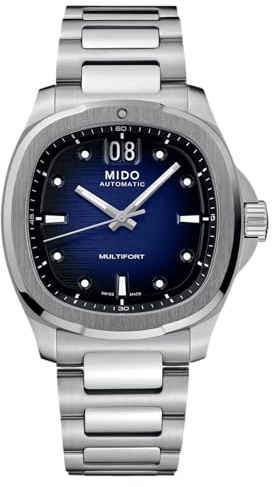 MIDO Multifort TV Big Date - Swiss Automatic Watch for Men - 40mm Case - Blue Dial - Stainless Steel Bracelet - M0495261104100