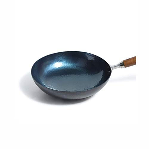 Schmiedeeiserner Bratpfannen-Wok, Haushaltsbackform, blauer unbeschichteter Wok, antihaftbeschichtete Pfanne, für Gasherd, 32 cm