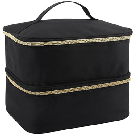 Jaeskeclip Nagellack-Tasche, doppellagiger Oxford-Stoff, Reißverschluss, 30 Fächer, Nagellackhalter, Maniküre-Werkzeuge, Nagellack, Lippenstift, tragbare und Beauty-Tools-Aufbewahrungsbox (schwarz)