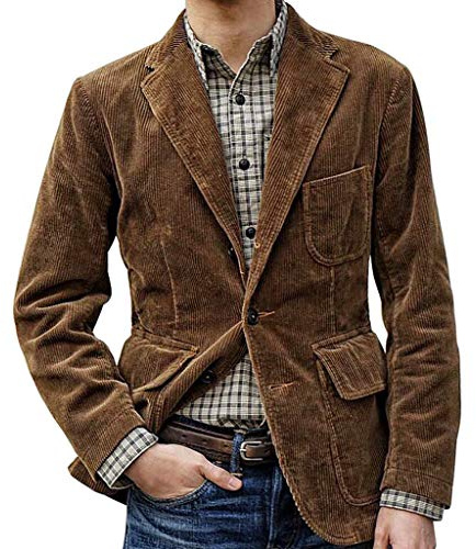 Duohropke Herren Sakko Blazer Lange Ärmel Revers Cord Blazer Slim Fit Modern Anzug Jacke Einreihig Einfarbig Casual Blazer Mantel mit Sakko Westen