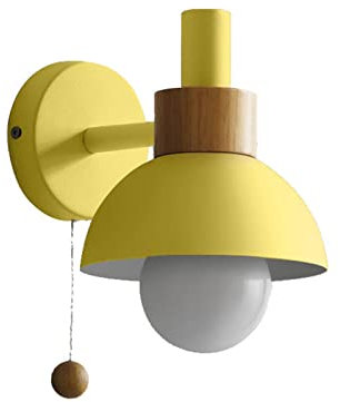Nordic E27 Applique da parete Illuminazione, Lampada da parete moderna a forma di torcia cablata Colore macaron Lampada da parete industriale a testa singola con catena a forma di sfera for bagno inte