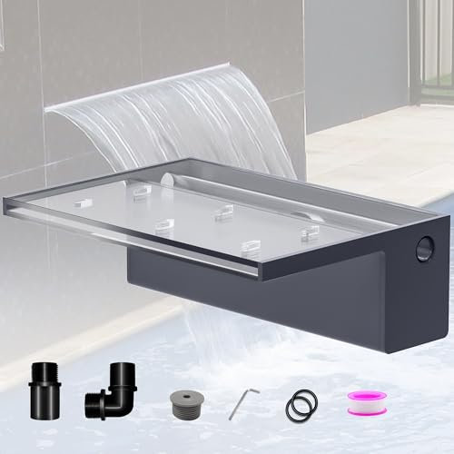 LONGRUNNEW Pond Waterfall Blade Kit, 30cm Acrylic Pool Fountain with Accessories, Width 20cm Spillway Water Feature Waterfall Cascade for Garden Patio Pond Decoration