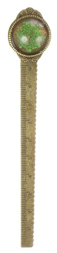 QUARKZMAN Metall-Lesezeichen-Lineal 10 cm metrisch Blume Retro Vintage Lesezeichen Marker Messwerkzeug für Büro Klassenzimmer Lehrergeschenk, Grün