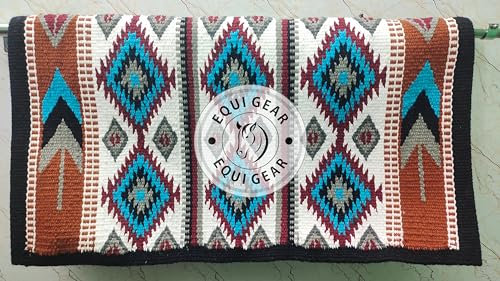 EQUIGEAR Western Show Horse Satteldecke aus neuseeländischer Wolle, Western-Design, handgefertigte Satteldecke, Wollpolster, Sensor Flex (Anpassung möglich), WI14 (34x42)