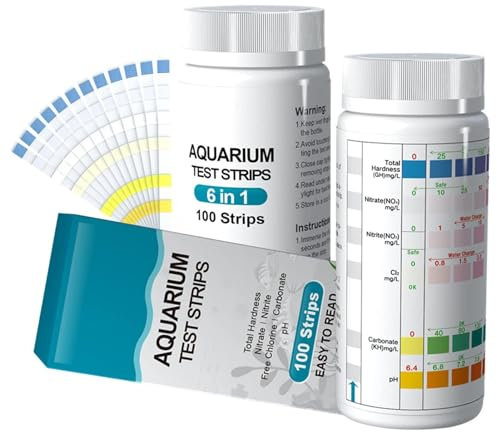 Rurunklee Wassertest für Aquarien, 100 Teststreifen für Aquarien, für Gesamthärte, Carbonat, pH, Nitrat, Chlor