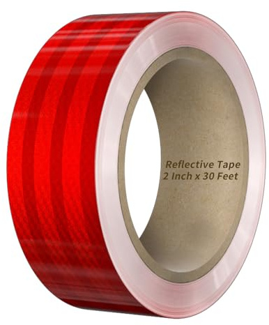 Duccinp Ruban adhésif réfléchissant, rouge 10 m x 5 cm, bande réfléchissante étanche autocollante, bande d'avertissement, bande de marquage pour la route, vélos, casques, motos, plein air