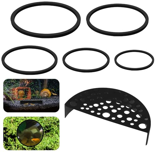 Protector de Cría de Camarones, con 5 Anillos Flotantes para Plantas Escondite de Cueva de Camarones Anillos Alimentación de Peces para Tanque de Peces y Camarones Túnel de Acuario (Negro)