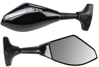 Lenkerendenspiegel Motorrad Motorrad-Rückspiegel Motorrad-Rückspiegel Mit Blinkern Für Suzuki Für GSXR 600/750 Für R1 R6 R6S Chopper Spiegel(Black)