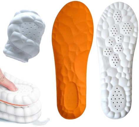 Memory Schaum Einlegesohle mit Arch Support, Orthopädische Einlegesohlen, Memory Foam, Sport, Plattfuß, Massage, Atmungsaktiv (Orange, 41-42)