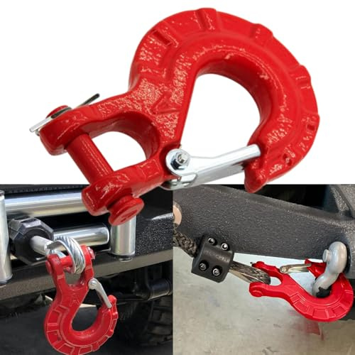 Riloer Gancio di traino per auto, gancio di traino per verricello, in acciaio legato, rosso, compatibile con SUV, camion, furgoni, rimorchi